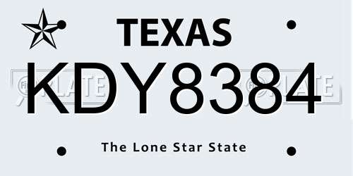 KDY8384 Texas License Plate