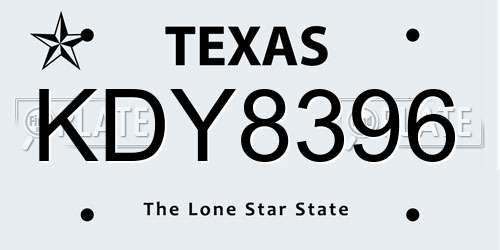 KDY8396 Texas License Plate