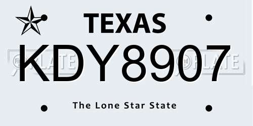 KDY8907 Texas License Plate