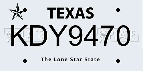 KDY9470 Texas License Plate