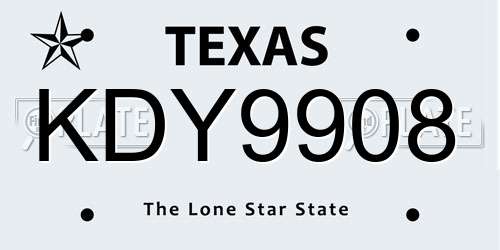 KDY9908 Texas License Plate