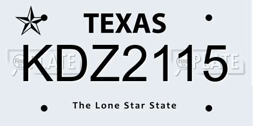 KDZ2115 Texas License Plate