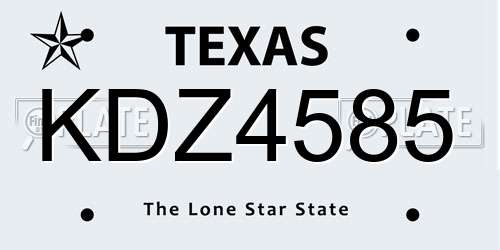 KDZ4585 Texas License Plate
