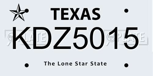 KDZ5015 Texas License Plate