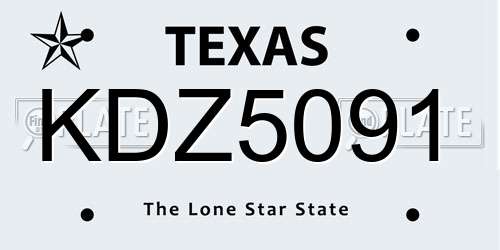 KDZ5091 Texas License Plate