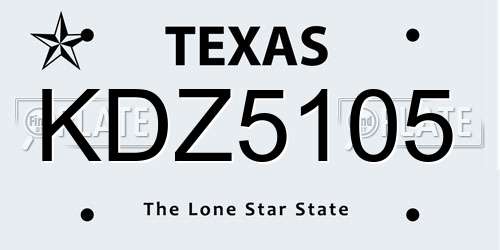 KDZ5105 Texas License Plate