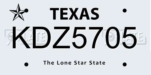 KDZ5705 Texas License Plate