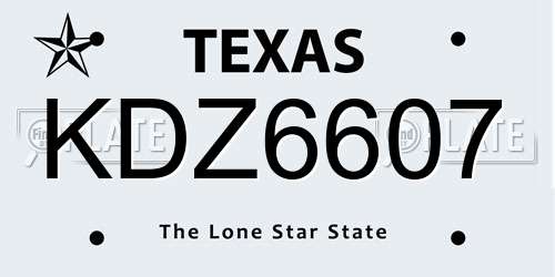 KDZ6607 Texas License Plate