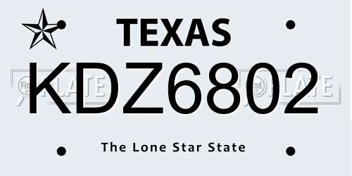 KDZ6802 Texas License Plate