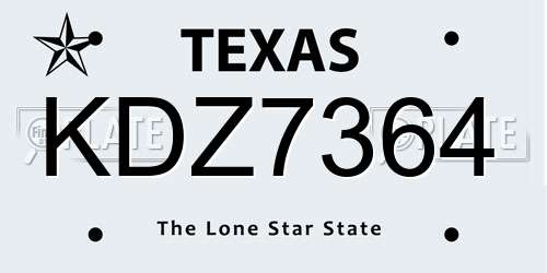 KDZ7364 Texas License Plate