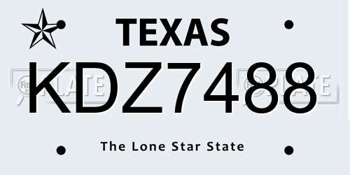 KDZ7488 Texas License Plate