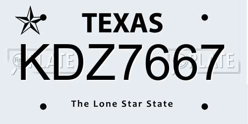 KDZ7667 Texas License Plate