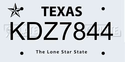 KDZ7844 Texas License Plate