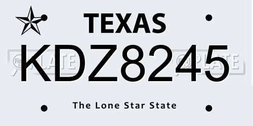 KDZ8245 Texas License Plate