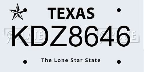 KDZ8646 Texas License Plate