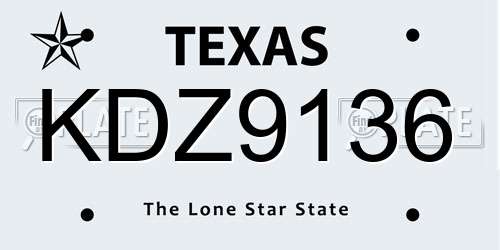 KDZ9136 Texas License Plate