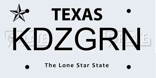 KDZGRN Texas License Plate