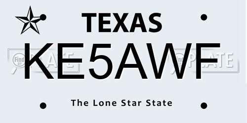 KE5AWF Texas License Plate