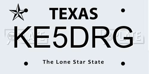 KE5DRG Texas License Plate