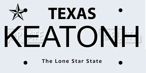 KEATONH Texas License Plate