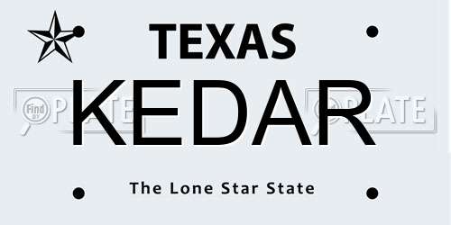 KEDAR Texas License Plate