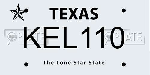 KEL110 Texas License Plate
