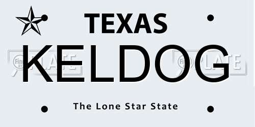 KELDOG Texas License Plate