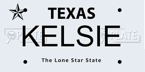 KELSIE Texas License Plate