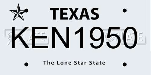 KEN1950 Texas License Plate