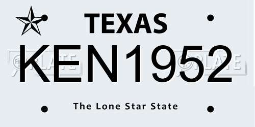 KEN1952 Texas License Plate
