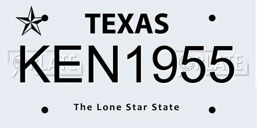 KEN1955 Texas License Plate