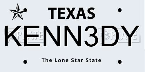 KENN3DY Texas License Plate