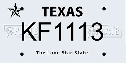 KF1113 Texas License Plate