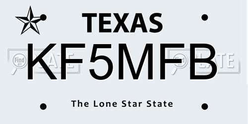 KF5MFB Texas License Plate