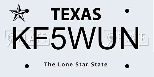KF5WUN Texas License Plate