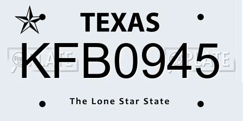KFB0945 Texas License Plate