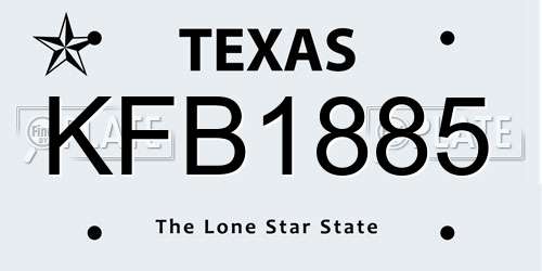 KFB1885 Texas License Plate