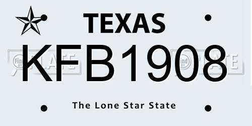 KFB1908 Texas License Plate
