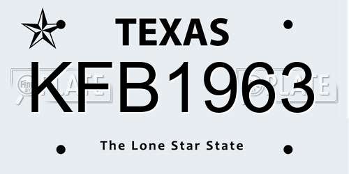 KFB1963 Texas License Plate