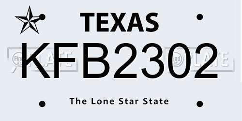KFB2302 Texas License Plate