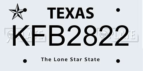 KFB2822 Texas License Plate