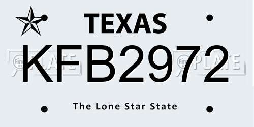 KFB2972 Texas License Plate