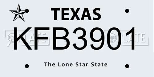 KFB3901 Texas License Plate