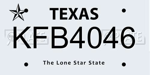 KFB4046 Texas License Plate