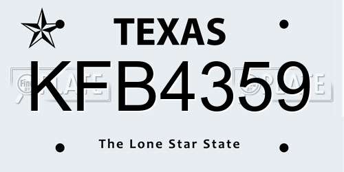 KFB4359 Texas License Plate