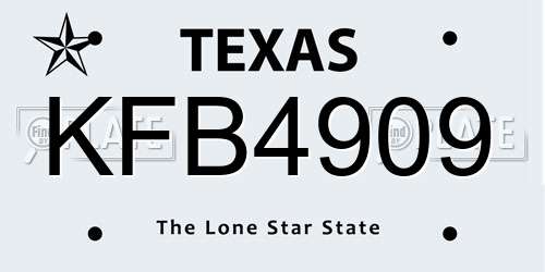 KFB4909 Texas License Plate