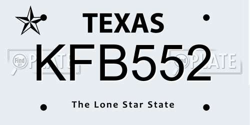 KFB552 Texas License Plate