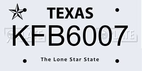 KFB6007 Texas License Plate