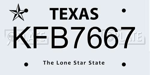 KFB7667 Texas License Plate