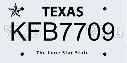KFB7709 Texas License Plate